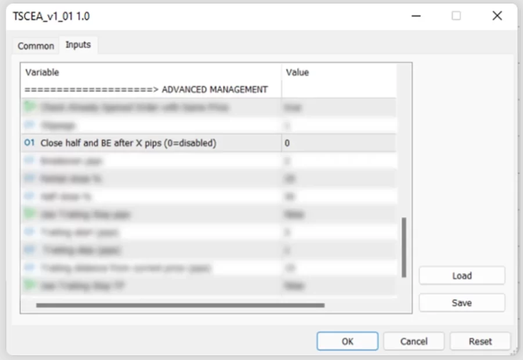 Set auto close half and move SL to entry Telegram Signal Copier