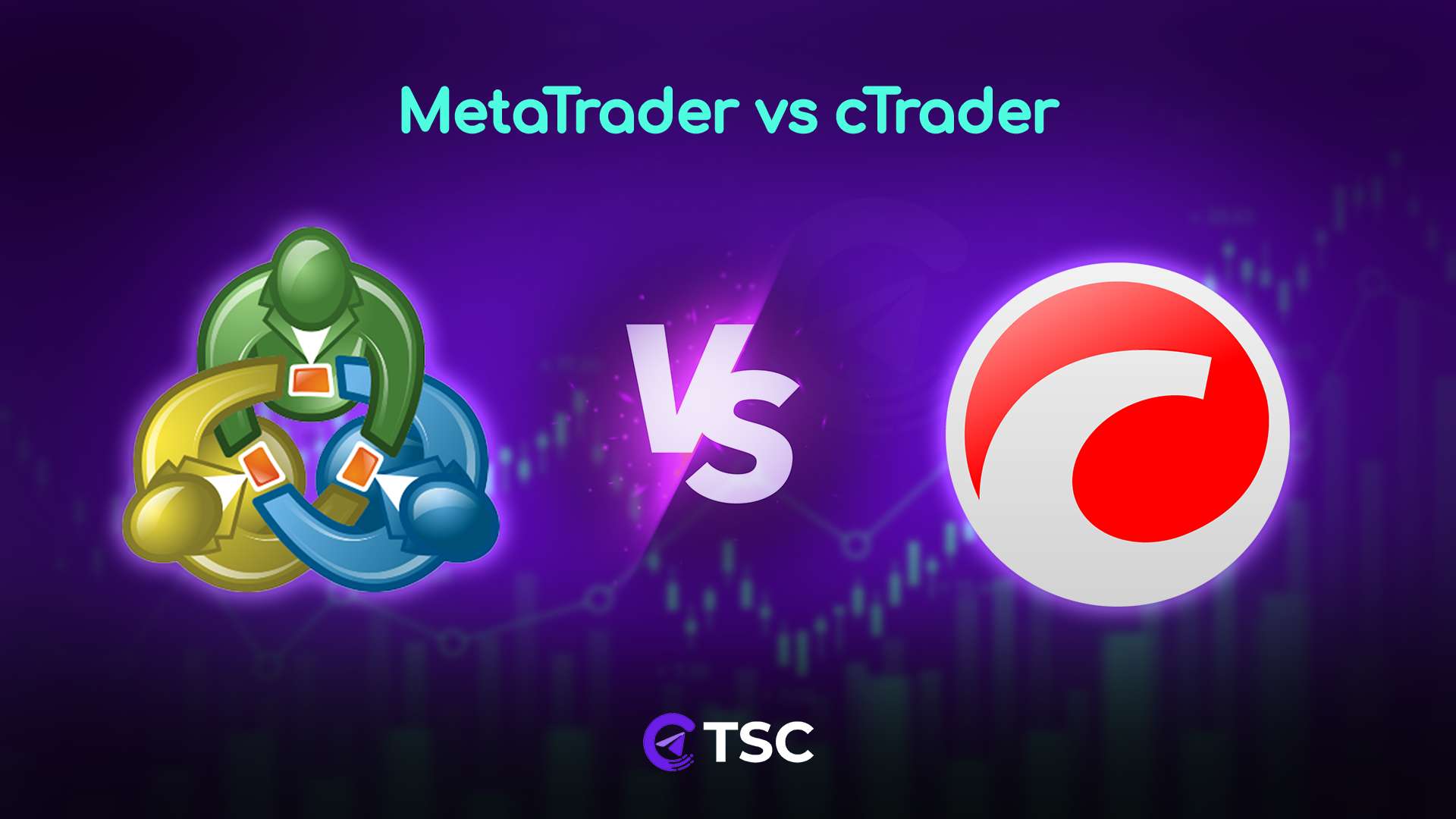 telegram signal copier feature image for blog showing metatrader & ctrader logo for comparison.