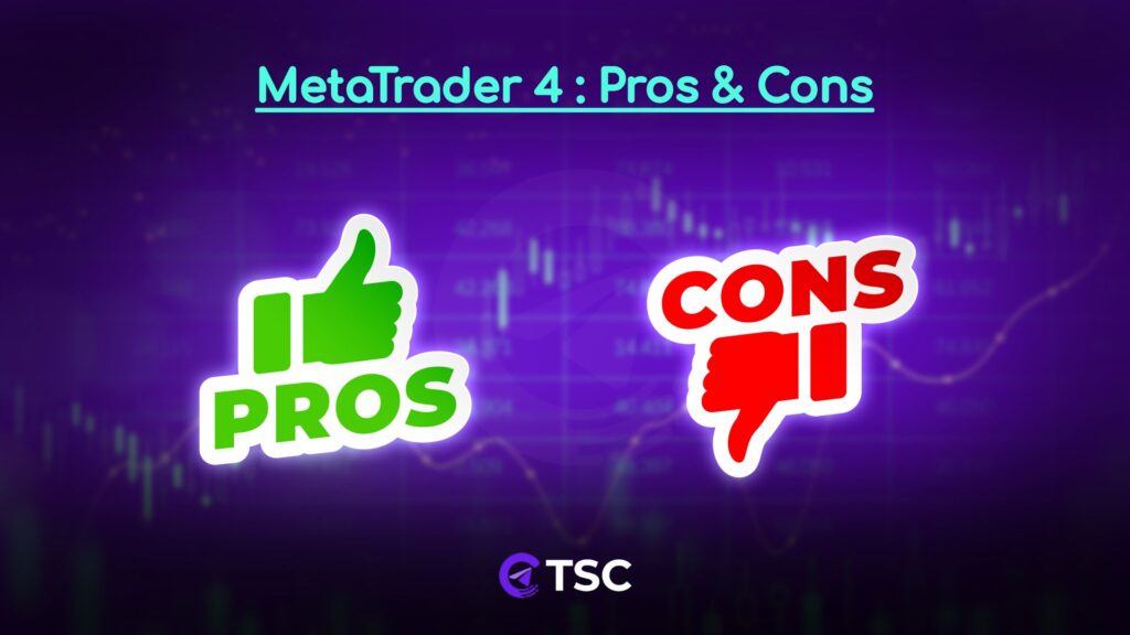 Green thums-up and red thums-down depicting metatrader 4 pros and cons