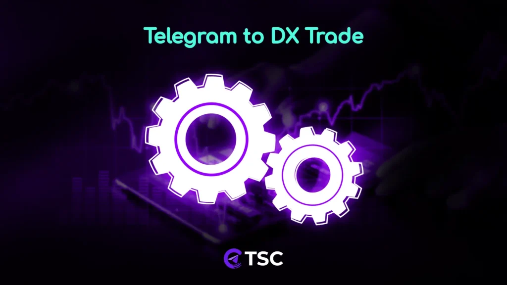 Telegram to DxTrade banners showign setting emojis and logo